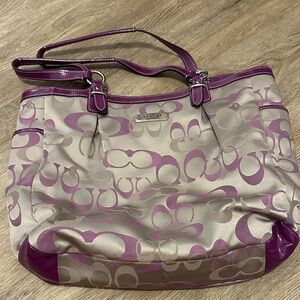 Coach Tan and Purple Shoulder Bag